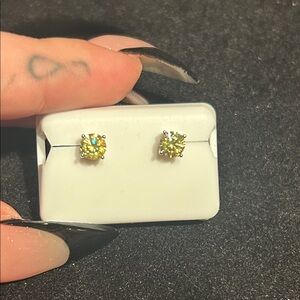 MOISSANITE 925 SILVER Elegant Yellow Earrings 1.00 CTW